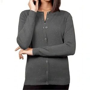 Original by Nicole Miller Grey Sparkle Cardigan Button-Up Sweater. NWOT Size XL